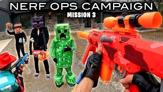 NERF OPS FORTNITE CAMPAIGN  MISSION 3  MINECRAFT BATTLE Nerf First Person Shooter [upl. by Hanavas]