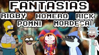 Fantasias Remix Rauw Alejandro  Super Remix Rigby homero Rick Mordecai Pomni [upl. by Mufinella]