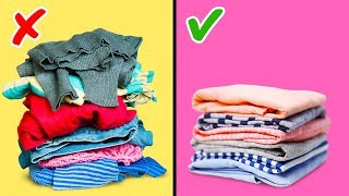 27 CLOTHES FOLDING HACKS AND WARDROBE ORGANIZATION [upl. by Moria]