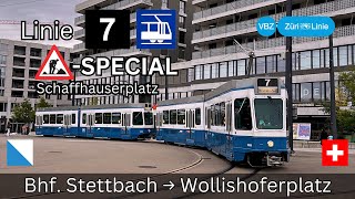 SPECIAL🇨🇭Zürich VBZ Tramlinie 7  Bahnhof Stettbach → Wollishoferplatz 4K [upl. by Nariko]