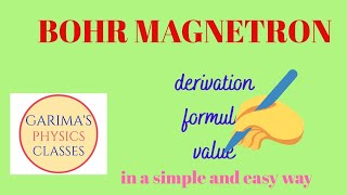 BOHR MAGNETONderivation of Bohr magnetonValue of bohr magneton [upl. by Aikim]