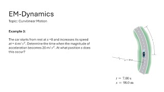 Curvilinear Motion Ex 03 Find time when magnitude of acceleration becomes 20 m 𝑠2 and position s [upl. by Tnias]