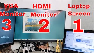 How To Setup Dual Monitor or Triple Monitor VGA and HDMI on a Laptop or Desktop PC [upl. by Alastair]