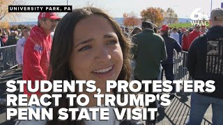 Students protesters react to Donald Trumps visit to Penn State University [upl. by Adebayo452]