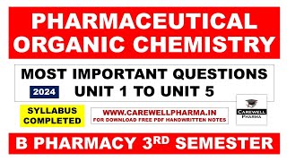 Most Important Questions of Pharmaceutical Organic Chemistry 2  B pharma 3rd sem  Carewell Pharma [upl. by Stila]