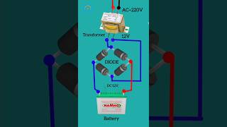 12 V Battery Charger Wiring diagram with Transformer Battery Diode Transformer Short Shorts [upl. by Arremat]