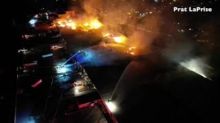 Drone video of massive paper mill fire in Menominee Michigan [upl. by Sipple224]