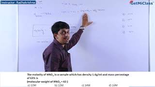 Molarity of HNO KCET 11th Chemistry Some Basic Concepts of Chemistry [upl. by Fortunna]