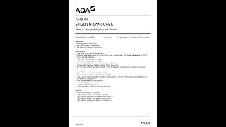 AQA A LEVEL ENGLISH LANGUAGE PAPER 2 QUESTION PAPER 202377022language diversity and change [upl. by Miru601]