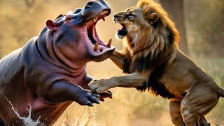 Hippopotamus vs Lion Fighting Documentary in Hindi [upl. by Bronnie]