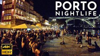 PORTO Nightlife  Ribeira Porto Night Walk 4K HDR [upl. by Adyan]