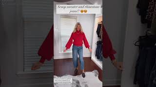 Scoop sweater and rhinestone jeans walmartpartner walmartcreator affordablefashion ootd style [upl. by Aikyn]