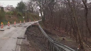 Crews check on landslide in Coraopolis following heavy rains [upl. by Land]