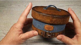 DIYCardboard box ideaHow to imitate leatherUsing old jeans [upl. by Oiril]