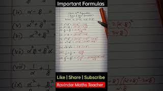 Alpha amp Beta Important Formulas Class 10 Polynomials  Sum of Zeros  Product of zeros  shorts [upl. by Clerc]