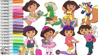 Dora the Explorer Coloring Book Compilation Dora Boots Isa the Iguana Swiper [upl. by Ferdy]