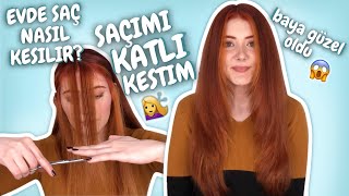 SAÇIMI KATLI KESİYORUM  Evde Katlı Saç Kesimi Nasıl Yapılır  Baya güzel oldu sonuç BENCE 💜💇🏼‍♀️ [upl. by Kesley94]