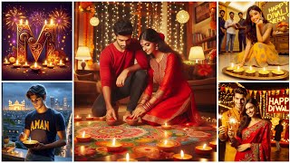 Beautiful Happy Diwali 🪔 Name AI Photo Editing II Couple Ai Images in Bing Image Creator video [upl. by Anirbas]