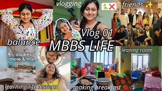 MBBS life Vlog 01 Studying a lot ♥️Clinical postings🩺life lessons 🐍Party with friends🥳🎉 cleaning🧹 [upl. by Gert542]