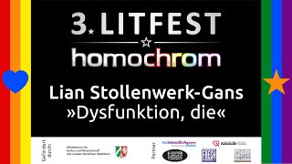 Lian StollenwerkGans liest »Dysfunktion die« beim 3 Litfest homochrom [upl. by Shere]