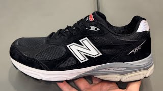 New Balance 990v3 Black White Made In USA Shoes [upl. by Bollen867]