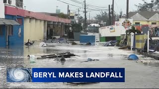 Hurricane Beryl makes landfall on Grenadas Carriacou Island as lifethreatening Category 4 storm [upl. by Eiramassenav]