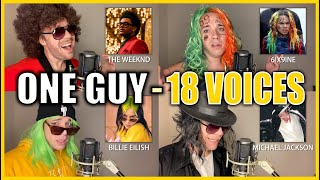 ONE GUY 18 VOICES Post Malone Britney Spears Harry Styles amp MORE [upl. by Telimay101]