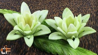 How To Make Cucumber Flower Carving Garnish  Art In Cucumber Flower Carving [upl. by Broddie]