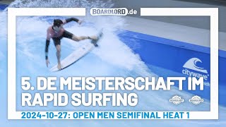 5 Deutsche Meisterschaft im Rapid Surfing RheinRiff Düsseldorf Open Men Semifinal Heat 1 [upl. by Holleran86]