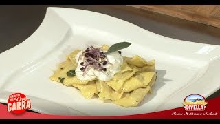 Ricetta ravioli ai funghi porcini e stracciatella dello Chef Carra  Divella [upl. by Salena736]