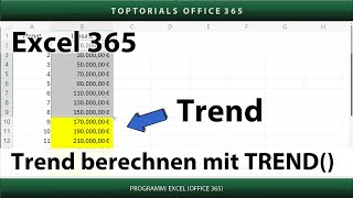 Trend berechnen mit der Funktion TREND  Excel 365 Tutorial [upl. by Anul]