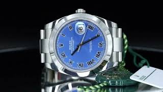 2021 Rolex Datejust 41 Oystersteel Azzurro Blue Roman Dial 126300 [upl. by Struve]