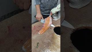 Skinning salmon and filleting it in a quick way fishcuting [upl. by Ailimac551]