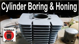 how to bore and hone motorcycle cylinders to oversize and fit pistons [upl. by Rosemare511]