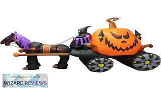 Halloween Decoration 115 Foot Long Inflatable Grim Reaper Driving Pumpkin Carriage Outdoor Review [upl. by Leivad]