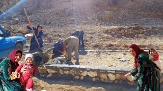 Building a new house with blocks and cement by Sepideh and his children and workers [upl. by Lellih]