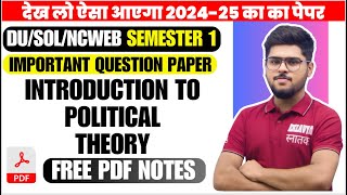 introduction to political theory semester 1 BA Program important questions previous year papers sol [upl. by Nedi91]