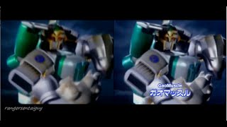 Power Rangers Wild Force Kongazord First Appearance Split Screen PR and Sentai version [upl. by Hgiellek]