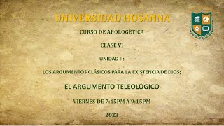 Clase V de Apologética  El Argumento Teleológico [upl. by Jamil474]