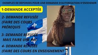 Demande Dautorisation Denseigner Choix de réponse selon votre situation [upl. by Ennoved]