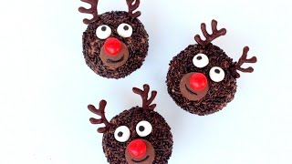 Rudolf the Rednosed Reindeer Cupcakes  Christmas Cupcakes [upl. by Margaux]