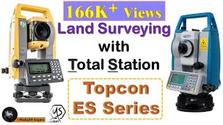 How to do land surveying with the Total Station  Topcon ES series [upl. by Koorb]