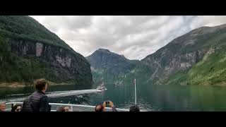 Norway ferry Geiranger  Hellesylt sightseeing [upl. by Aidualk]