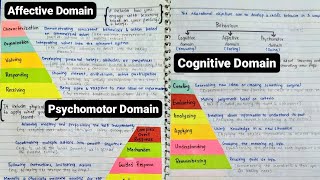 Cognitive Domain Affective Domain Psychomotor Domain  BEd Notes Blooms Taxonomy [upl. by Radmilla540]