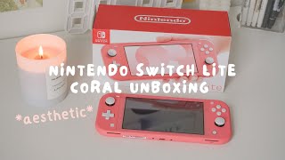 nintendo switch lite coral unboxing 🍑 aesthetic [upl. by Ahusoj43]