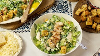 Caesar salad with Homemade Dressing No Raw EggNo Anchovies [upl. by Ecinom490]