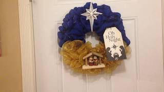 Nativity Mesh amp Burlap Christmas Wreath [upl. by Guimond]