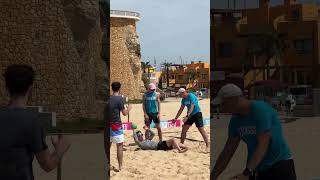 When beach volleyball coaches try beach handball 🤧🤧 beachvolleyball beachhandball handball [upl. by Islehc]