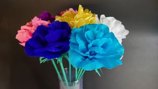 Beautiful crepe paper flowers bouquet how to make crepe paper flowers bouquet [upl. by Ellekcir]