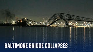 Bridge collapses in Baltimore  mass casualty event declared [upl. by Yenitirb]